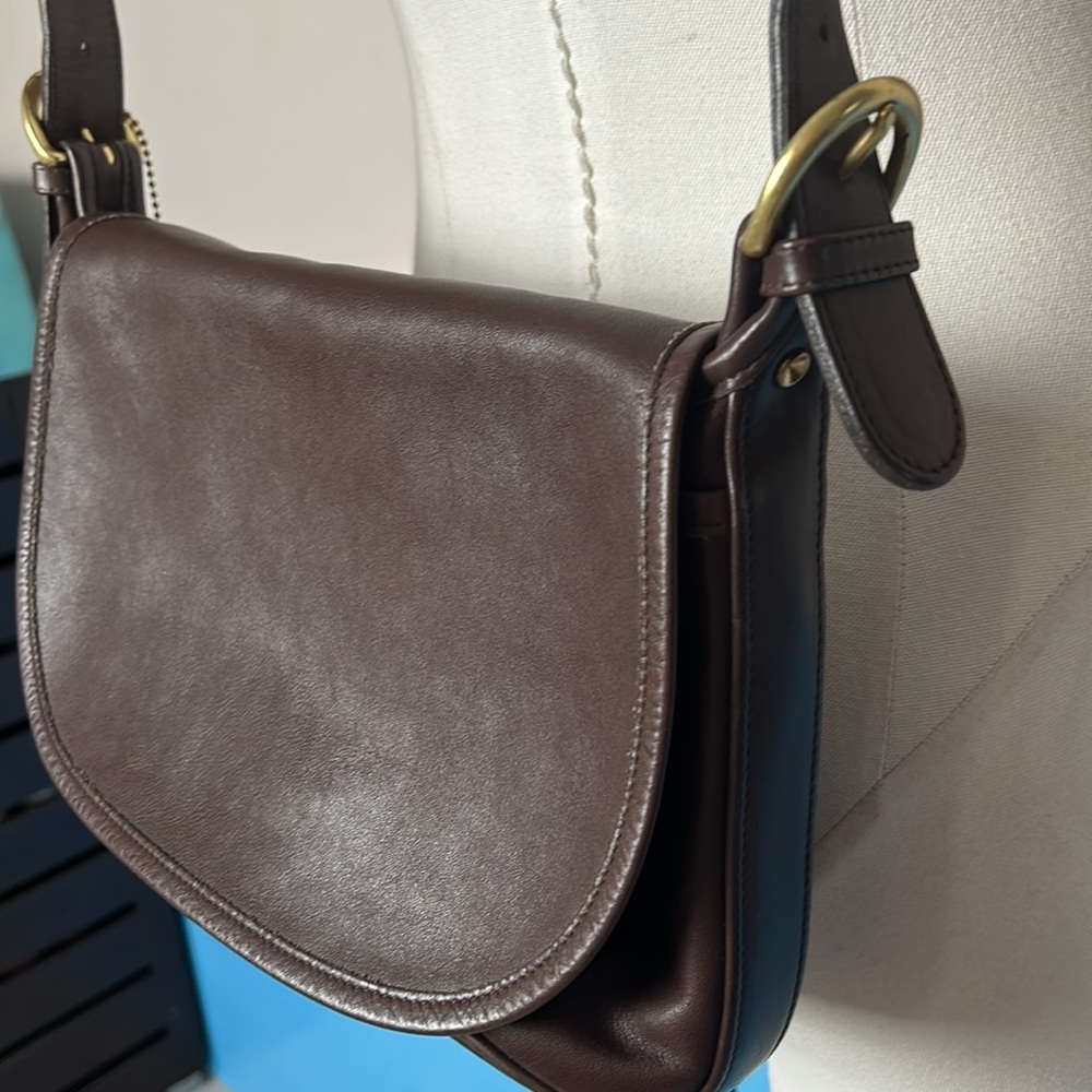 Vintage Auth COACH Old Coach Fletcher Bag 4150 Crossbody Bag Brown Leather - Picture 7 of 17
